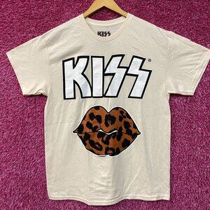 Philcos Kiss Leopard Lips Glam Metal Band T-Shirt Large